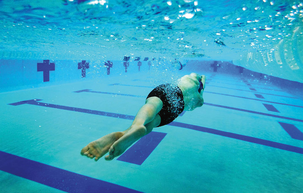underwater view of a swimmer in a pool