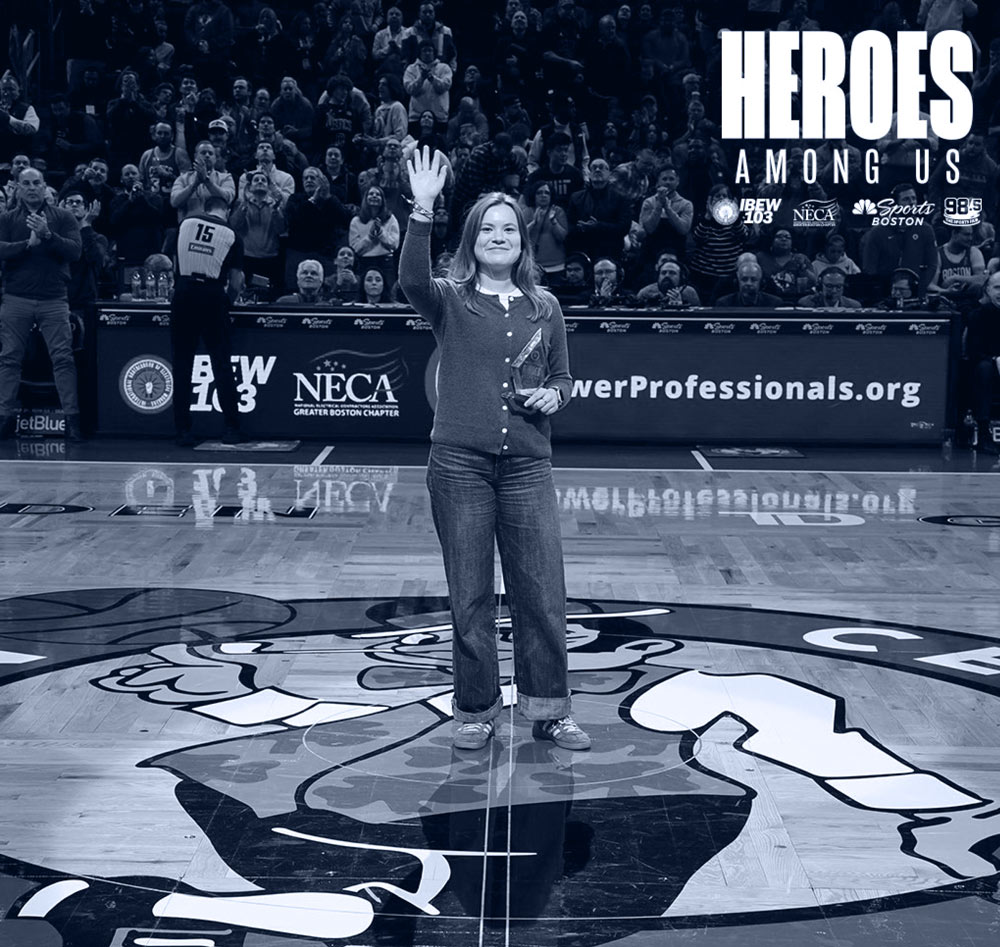 Bella Tomasetti being honored in the middle of TD Garden